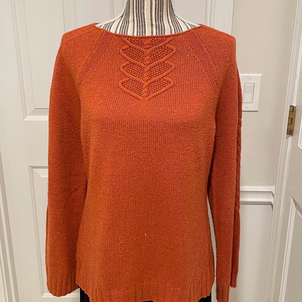 Madison Studio burnt orange sweater.